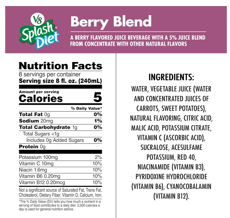 Diet Berry Blend Flavored Juice Beverage, 64 Fl Oz Bottle
