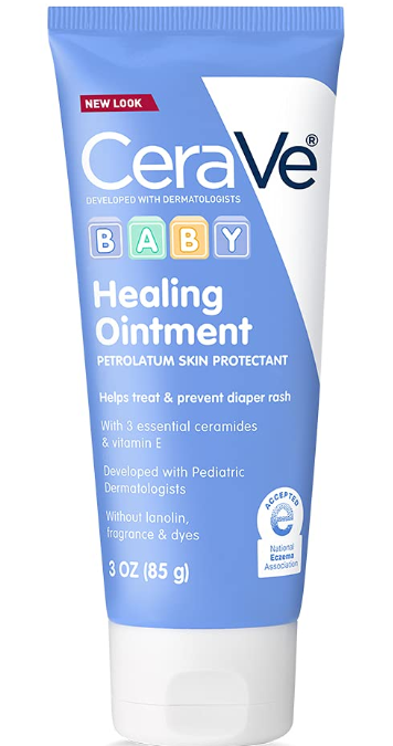 Diaper Rash Cream, Baby Healing Ointment for Extra Dry, Cracked Skin, Diaper Cream with Ceramides & Vitamin E, Lanolin, Fragrance, Paraben, Dye, Phthalates & Sulfate Free, 3 Ounce