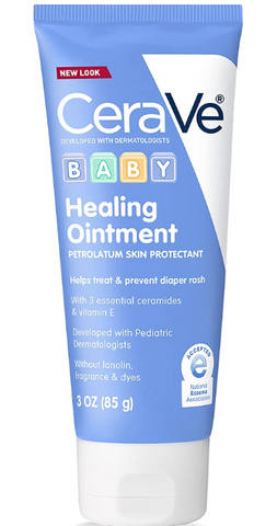 Diaper Rash Cream, Baby Healing Ointment for Extra Dry, Cracked Skin, Diaper Cream with Ceramides & Vitamin E, Lanolin, Fragrance, Paraben, Dye, Phthalates & Sulfate Free, 3 Ounce