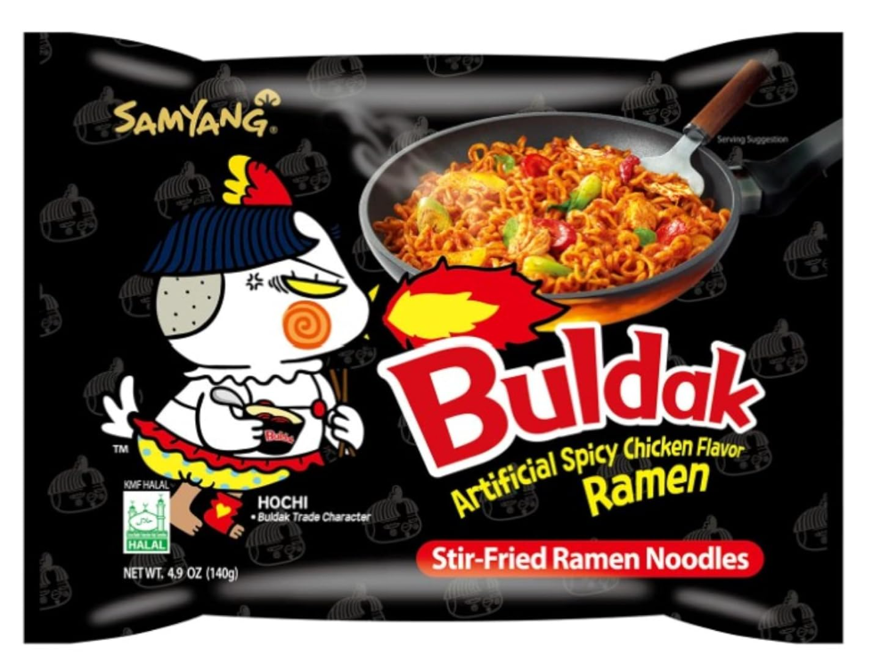 Samyang Spicy Chicken Ramen Roasted Noodles, Buldak Artificial Spicy Chicken Flavor 4.94 Oz (5 Packs) Original