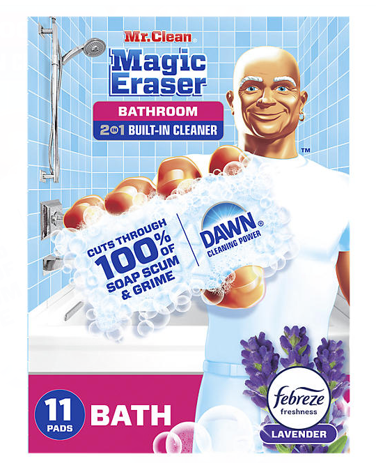 Mr. Clean Magic Eraser 2-in-1 Bathroom Cleaner Sponge, Lavender, 11 ct.