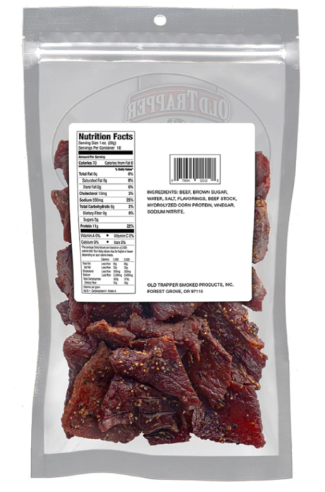 Beef Jerky, Peppered 10-Ounce Pack, Spicy Meat Snacks for Lunches or between Meals, 11 Grams of Protein, Zero Grams of Fat, and 70 Calories per Ounce (Pack of One)