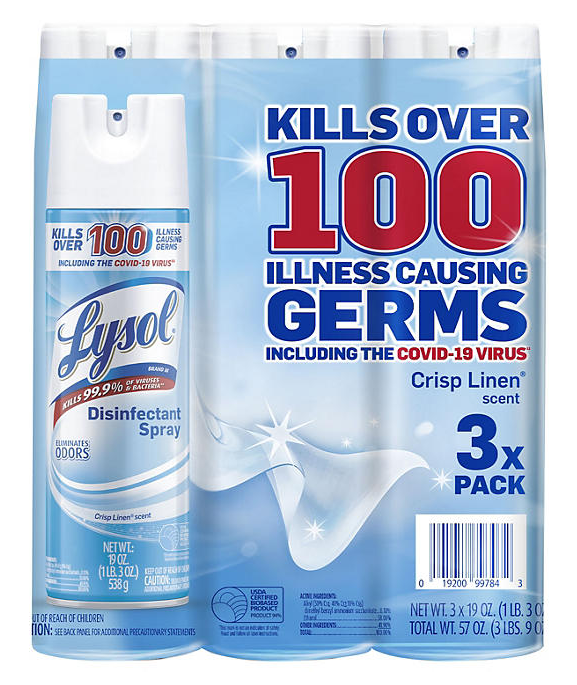 Lysol Disinfectant Spray, Crisp Linen 19 oz., 3 pk.