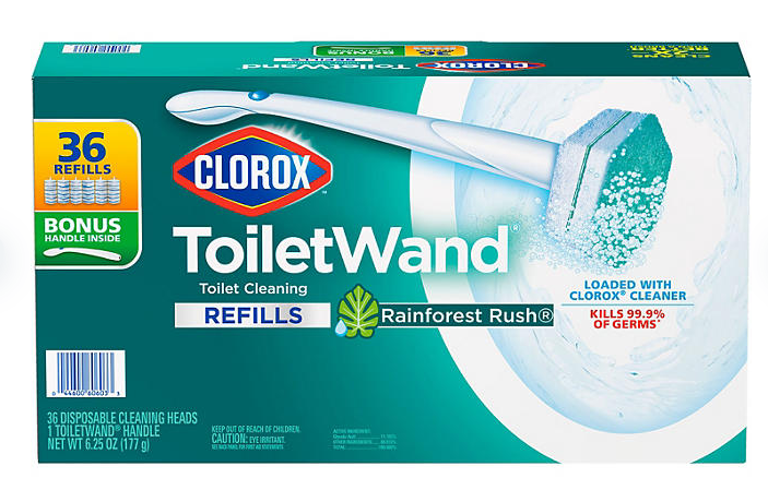 Clorox ToiletWand Toilet Cleaning Kit, Rainforest Rush, 1 ToiletWand Handle + 36 Refills