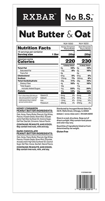RXBAR Nut Butter & Oat Bar Variety Pack, 1.9 Oz. 14 Ct.