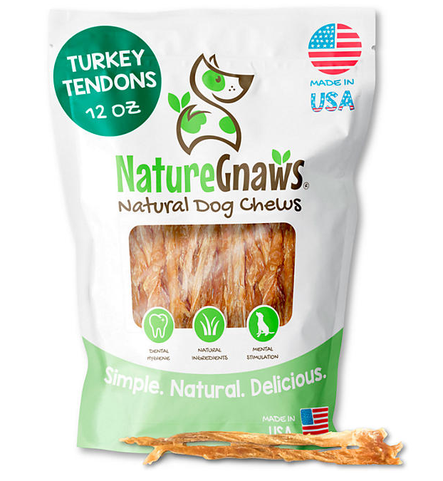 Nature Gnaws, USA Turkey Tendons Natural Dog Chews, 12 oz.