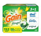 Gain Flings! 3 in 1 Laundry Detergent Pacs, Original Scents, 152 ct.