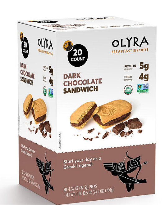 OLYRA Organic Breakfast Biscuits, Dark Chocolate Crème, 20 Ct.