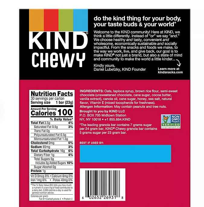 KIND Kids Chewy Chocolate Chip Granola Bars 30 Ct.