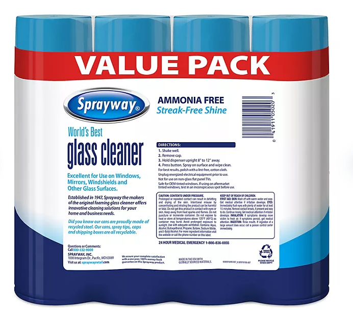 Sprayway Glass Cleaner, 19 oz., Choose Pack Size