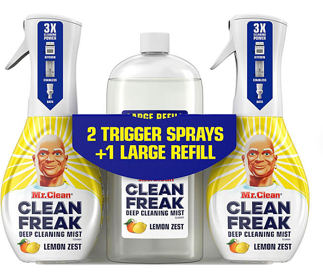 Mr. Clean Clean Freak Multi-Surface Cleaner, Lemon Zest, 2 trigger sprays + refill