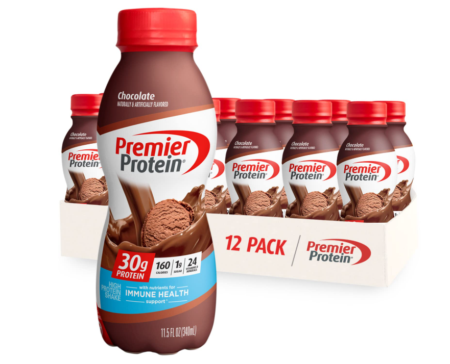 Premier Protein Shake, Chocolate, 30g Protein 1g Sugar 24 Vitamins Minerals Nutrients to Support Immune Health, 11.5 fl oz (Pack of 12)