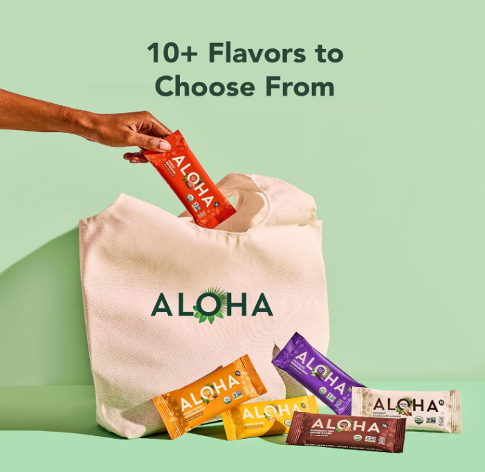 ALOHA Organic Plant Based Protein Bars |Peanut Butter Chocolate Chip | 1.98 Oz (Pack of 12) | Vegan, Low Sugar, Gluten Free, Paleo, Low Carb, Non-GMO, Stevia Free, Soy Free, No Sugar Alcohols