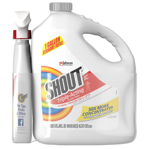 Shout Triple-Acting Laundry Stain Remover 128 fl. oz. refill + 22 fl. oz. trigger