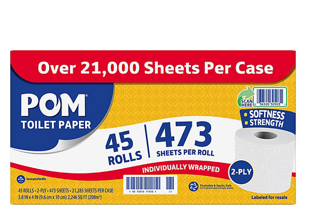 POM 2-Ply Toilet Paper 45 rolls, 473 sheets/roll