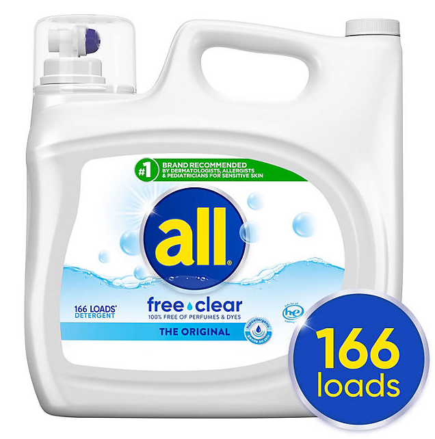 all free clear Liquid Laundry Detergent, The Original, 166 loads, 250 fl. oz.