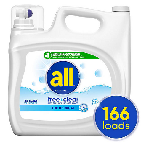 all free clear Liquid Laundry Detergent, The Original, 166 loads, 250 fl. oz.