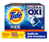 Tide PODS Laundry Detergent Pacs, 4-in-1 Ultra Oxi, 104 ct.