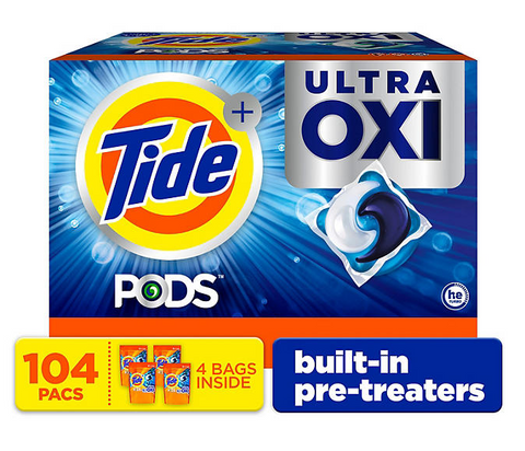 Tide PODS Laundry Detergent Pacs, 4-in-1 Ultra Oxi, 104 ct.