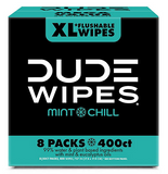 DUDE XL Flushable Wipes, Mint Chill, 8 ct., 400 wipes