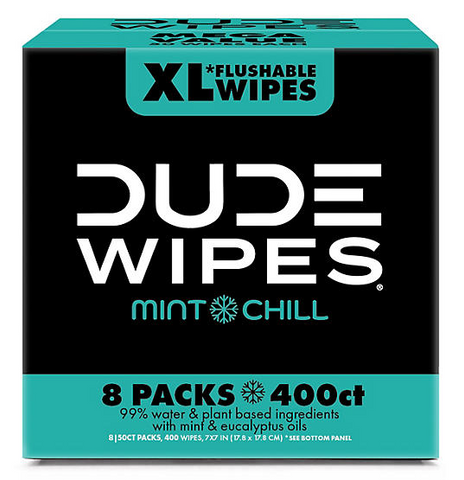 DUDE XL Flushable Wipes, Mint Chill, 8 ct., 400 wipes