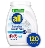 all free clear MIGHTY PACS Laundry Detergent Pacs, The Original, 120 ct.