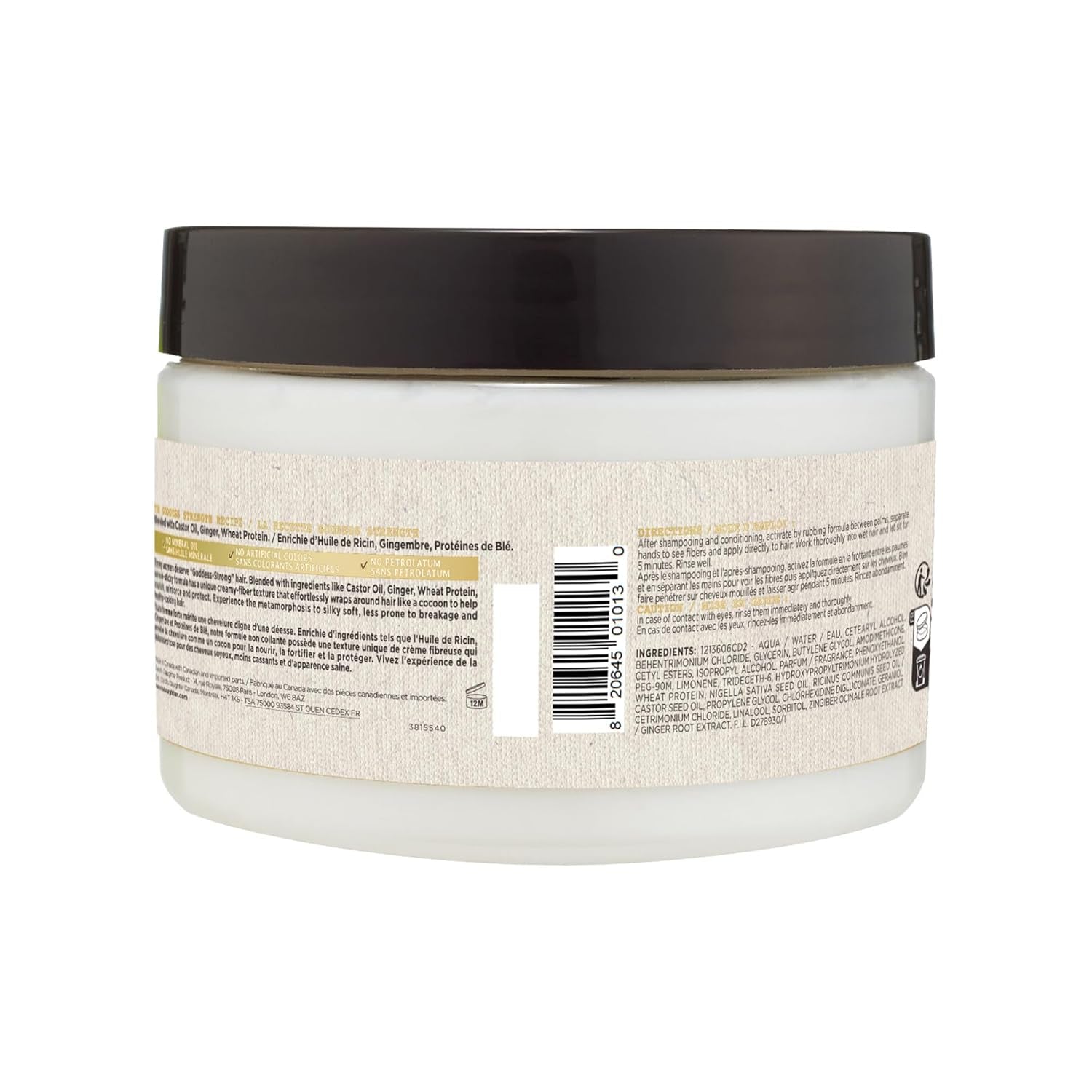 Goddess Strength Repairing Cocoon Hydrating Hair Mask for Waves, Coils and Curls, Hair Treatment with Castor Oil, 12 Oz