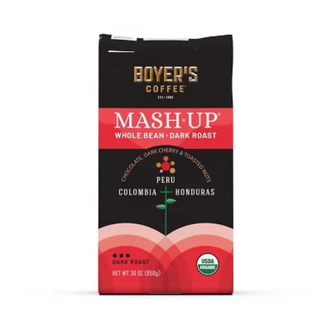 Boyer'S Coffee Organic Dark Roast Whole Bean Coffee, Mash-Up Blend, 30 Oz.