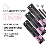 Mega Last Breakup Proof Retractable Eyeliner - Ultra-Fine Brush, Waterproof,16-Hour Long-Lasting Wear - Cruelty-Free & Vegan - Black