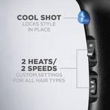 1875 Watt Turbo Hair Dryer, Blue/Black