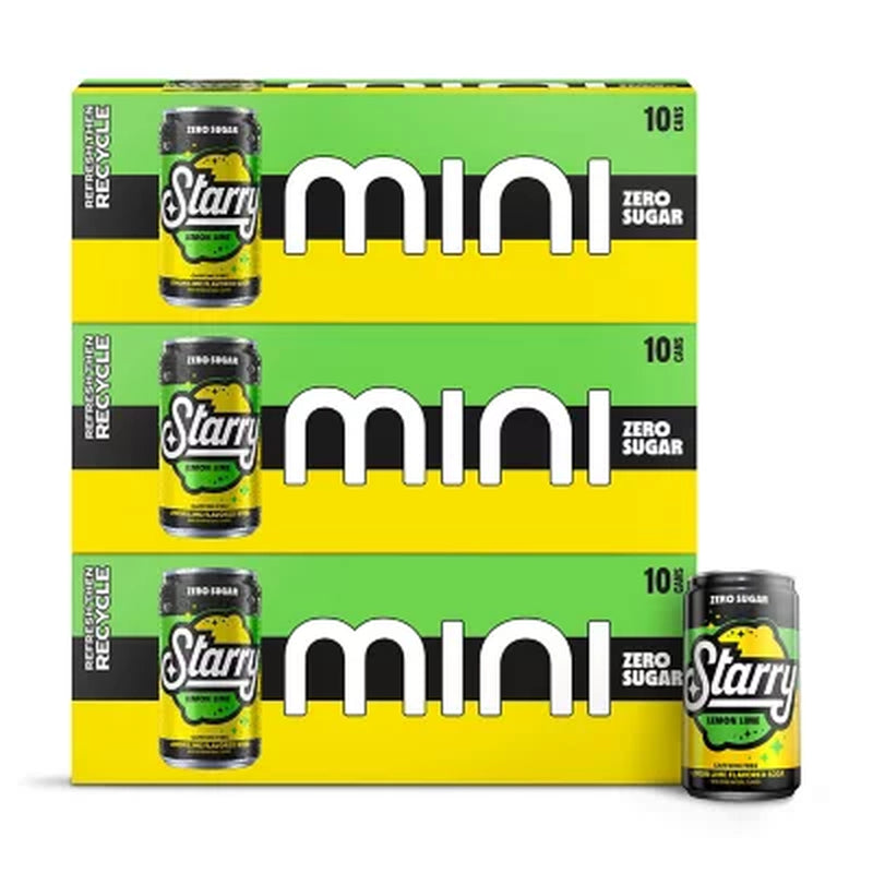 Starry Zero Sugar Lemon Lime Soda Mini Cans, 7.5 Fl Oz., 30 Pk.