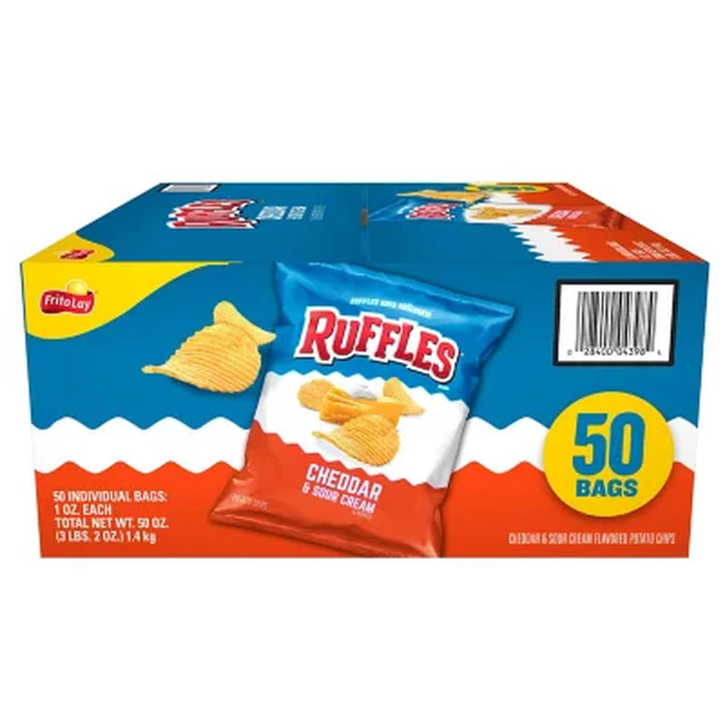 Ruffles Cheddar & Sour Cream Potato Chips, 1 Oz., 50 Pk.