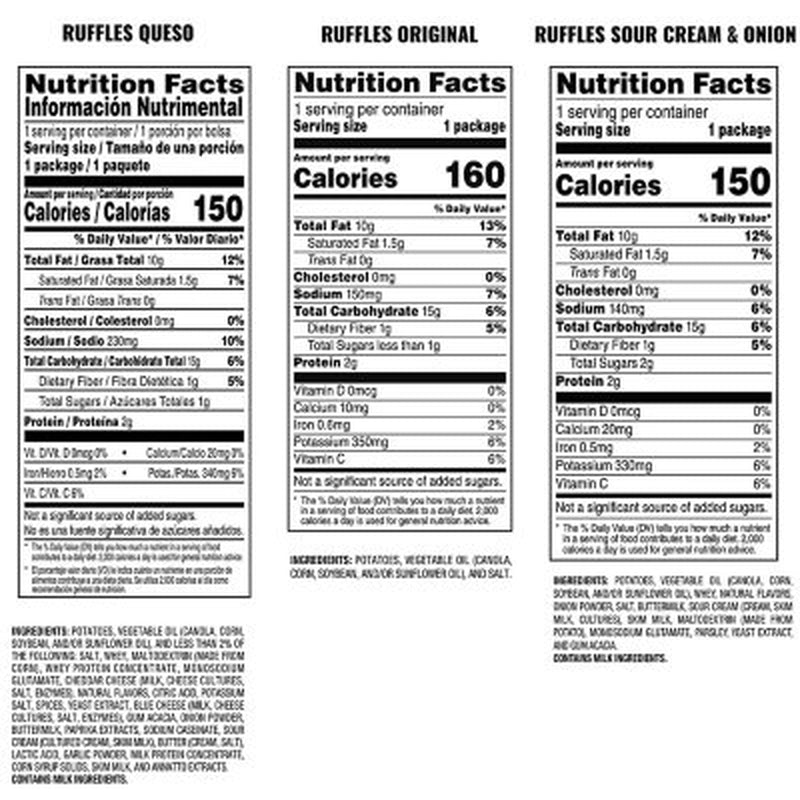 Ruffles Potato Chips, Variety Pack, 30 Pk.