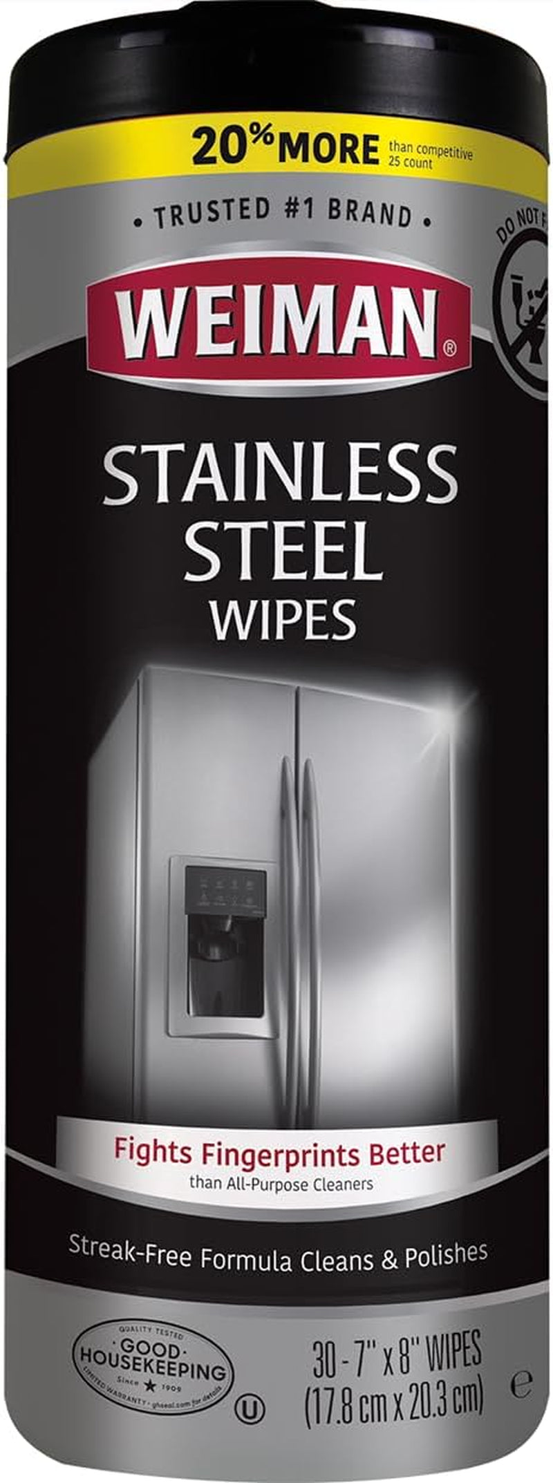 Stainless Steel Cleaner, 30 Count Cleaning Wipes, Removes Dirt, Grime, and Grease, No Streaks or Residue, Stainless Steel Polish for a Sparkling Clean and Shiny Surface, Cleaning Supplies