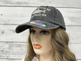Embroidered women Want Me Fish Fear Me Trucker Hat for Men, Washed Black Dad Hat, Outdoor Adjustable Baseball Snapback Hats