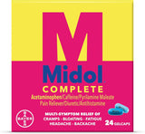 Complete Gelcaps 24Ct:  Complete Menstrual Pain Relief Gelcaps with Acetaminophen for Menstrual Symptom, PMS Relief, and Period Cramp Relief - 24 Count (Packaging May Vary)