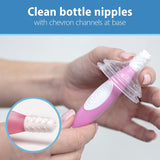 Reusable Sponge Baby Bottle Cleaning Brush with Suction Cup Stand, Scrubber and Nipple Cleaner, Pink 1-Pack