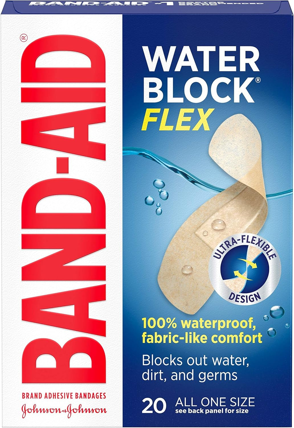 Brand Water Block Flex Adhesive Bandages, All One Size, 20 Count