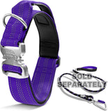 '- Tactical Dog Collar Ultra-Soft Neoprene Padded Dog Collars for Medium, Large, XL Dogs | Heavy Duty Metal Buckle | Padded Handle for Dog Training (Large, Purple)