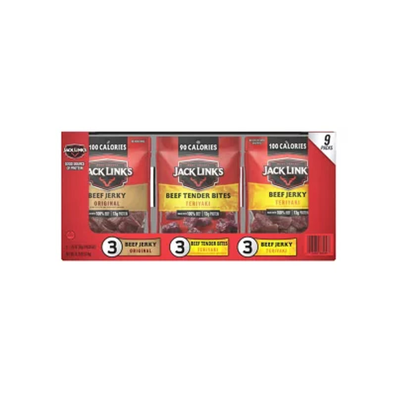 Jack Link'S Beef Jerky, Variety Pack, 1.25 Oz., 9 Pk.