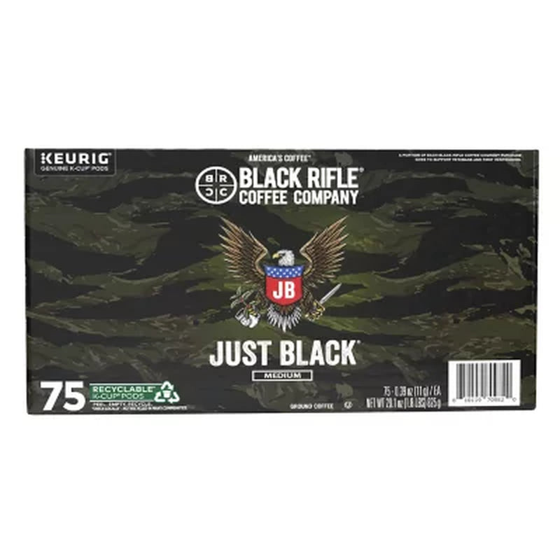 Black Rifle Coffee Company Just Black, Medium Roast K-Cup Coffee Pods, 75 Ct.
