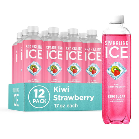 , Kiwi Strawberry Sparkling Water, Zero Sugar Flavored Water, with Antioxidants and Vitamins, Zero Sugar, 17 Fl Oz Bottles (Pack of 12)
