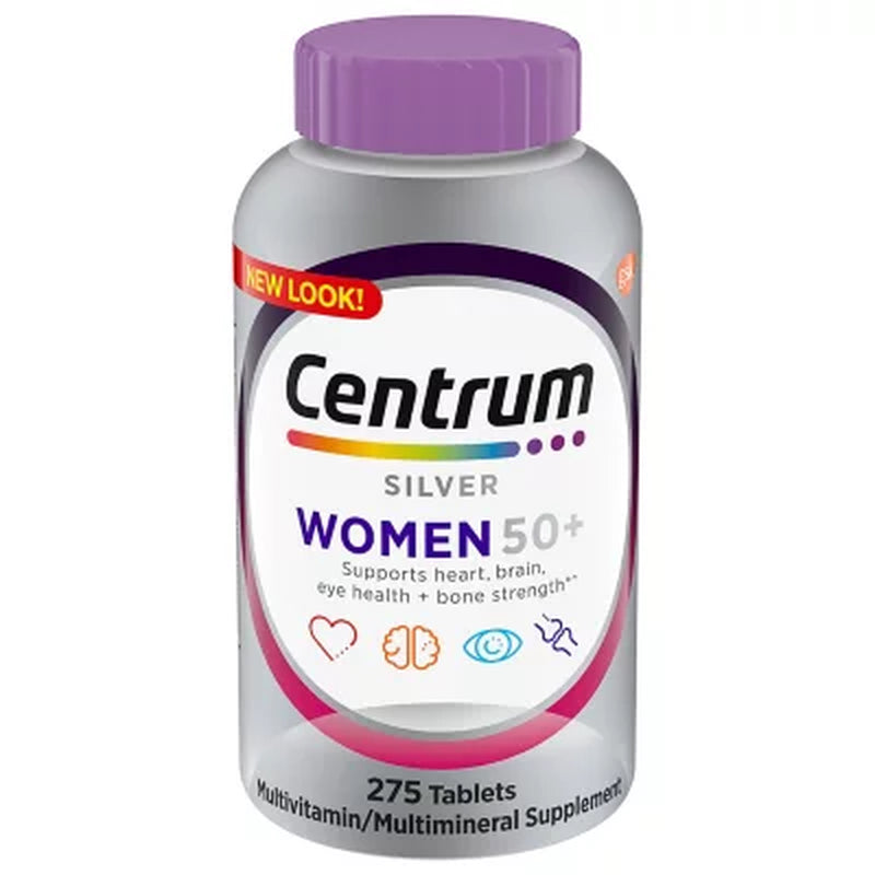Centrum Silver Multivitamins for Women over 50, Multimineral Supplement Tablets, 275 Ct.