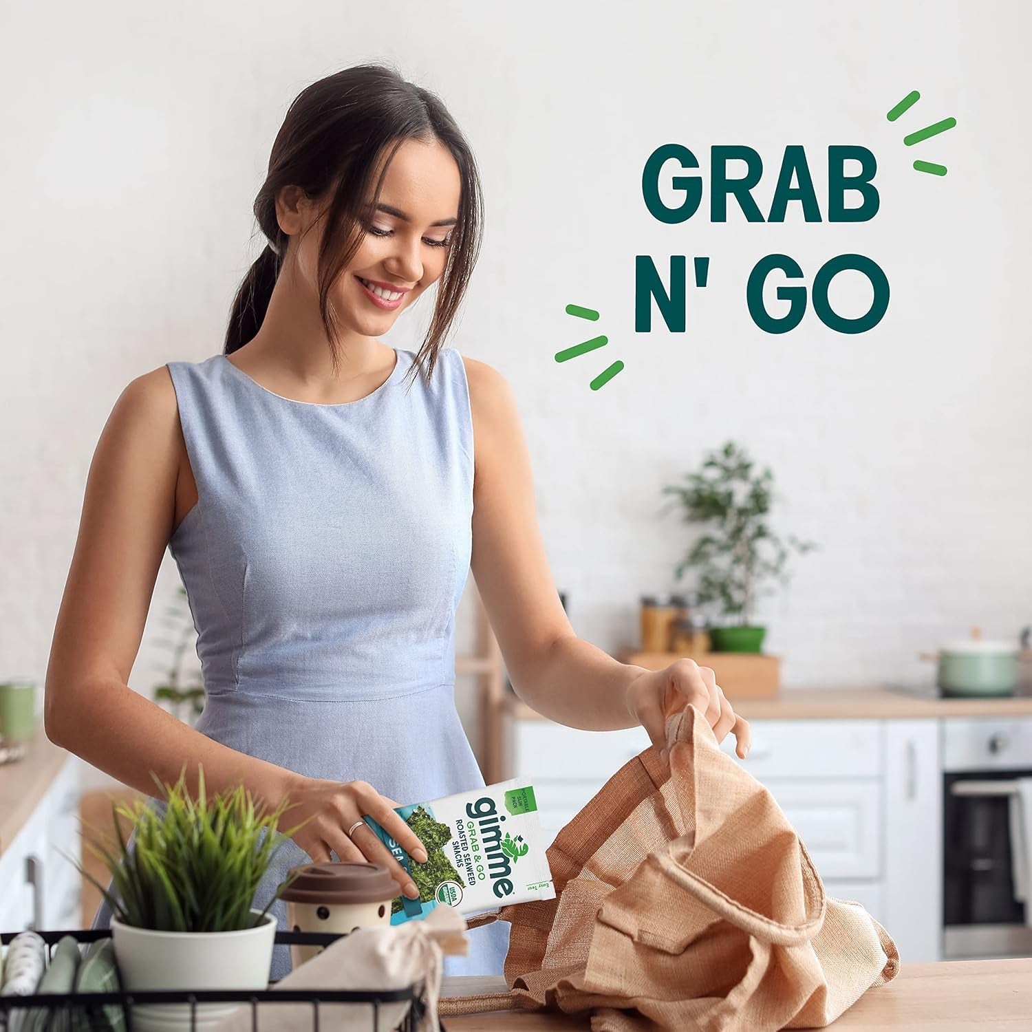 Seaweed Grab & Go Organic Premium Roasted Seaweed Snacks, Sea Salt, 5 Count Trayless, Keto, Vegan, Gluten-Free, Great Source of Omega3S and Iodine, Healthy On-The-Go Snack for Kids and Adults