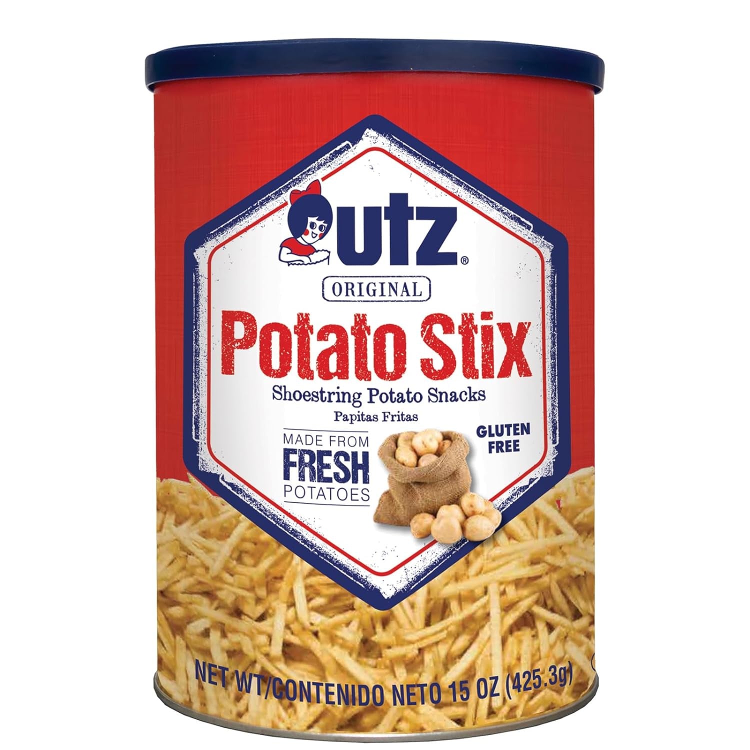 Potato Stix, Original – 15 Oz. Canister – Shoestring Potato Sticks Made from Fresh Potatoes, Crispy, Crunchy Snacks in Resealable Container, Cholesterol Free, Trans-Fat Free, Gluten-Free Snacks