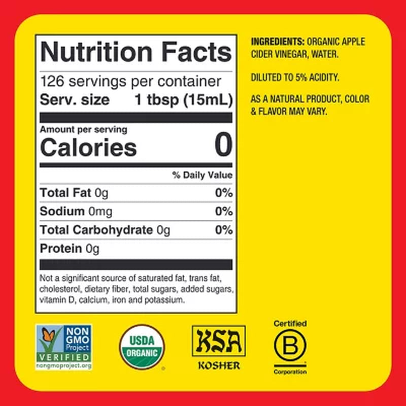 Bragg Organic Apple Cider Vinegar, 64 Oz.