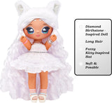 Sweetest Gems™ April Sparkles 7.5" Fashion Doll Diamond Birthstone Inspired with White Hair, Ruffle Satin Dress & Brush, Poseable, Great Toy Gift Girls Boys Ages 5 6 7 8+ Years