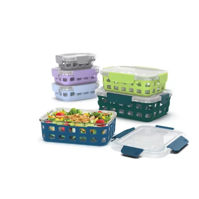 Ello Duraglass 12-Piece Glass Food Storage Set, Artic Berry