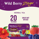 Wild Berry Zinger Herbal Tea, Caffeine Free, 20 Tea Bags Box