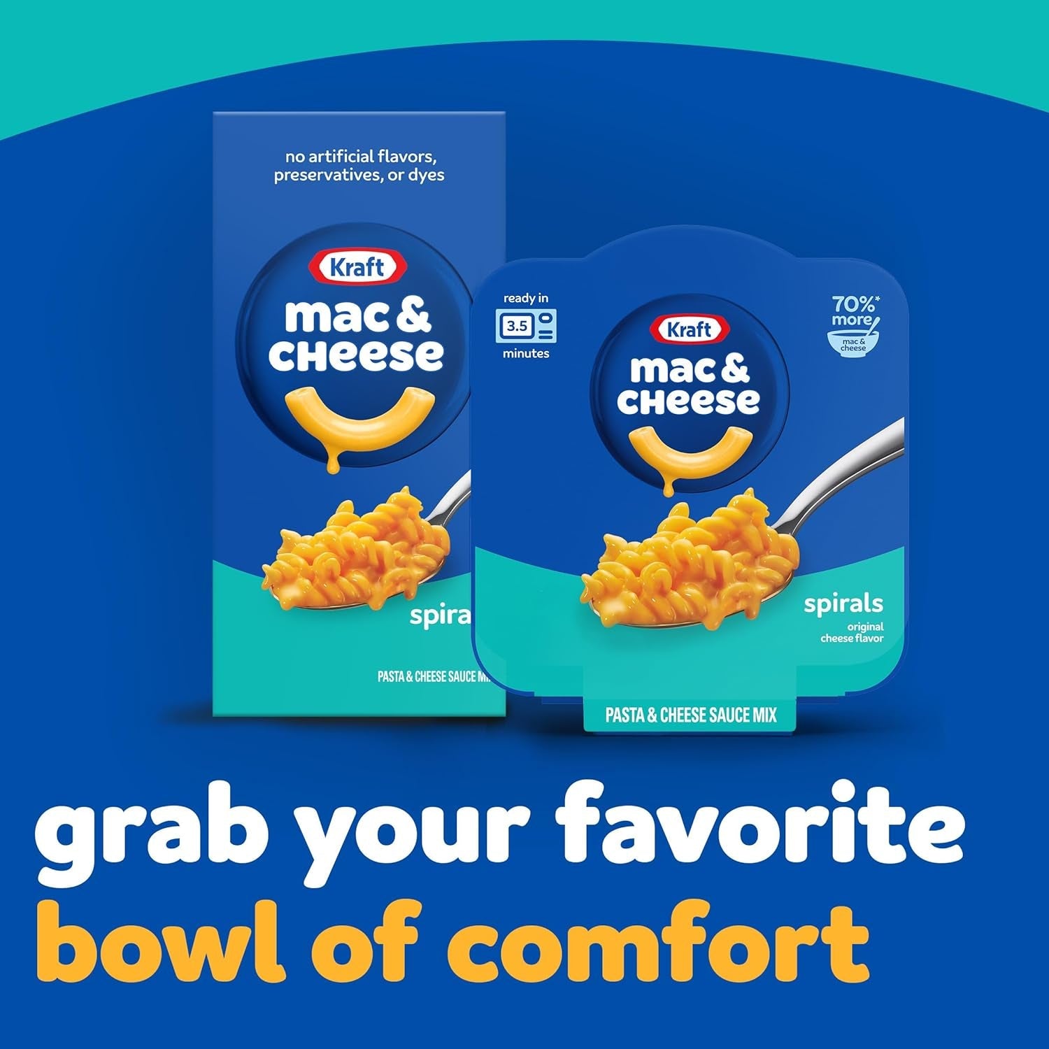 Kraft Spirals Original Mac & Cheese Macaroni and Cheese Dinner Big Bowl Dinner, 3.5 Oz Tray